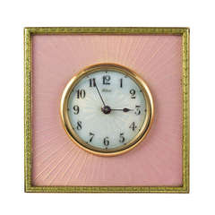 Faberge Important Pink Enamel Silver-Gilt Desk Timepiece 3