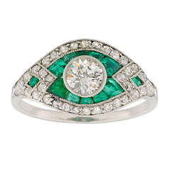 Antique Emerald and Diamond Cluster Ring
