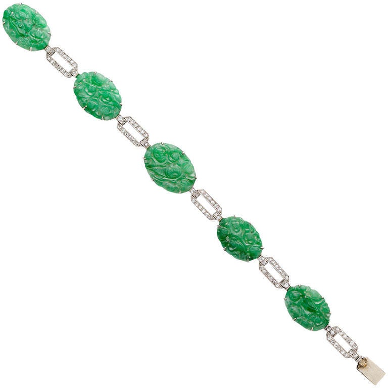 Art Deco Jade Diamond Bracelet