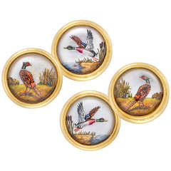 Edwardian Crystal Game in Flight Intaglio Cufflinks Circa 9