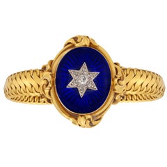 Antique Royal Blue Enamel and Diamond Bracelet