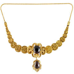 Victorian Garnet Gold Bracelet or Necklace with Detachable Rope Link Chain 11