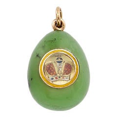 Vintage Faberge Nephrite Egg with Imperial Crown