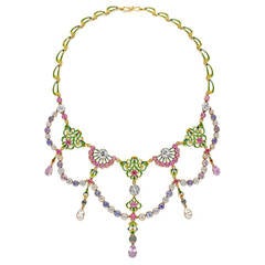 Giuliano Renaissance-Revival Ruby Sapphire Spinel Gold Enamel 12