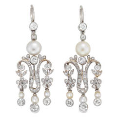 Pearl Diamond Victorian Drop Earrings 2