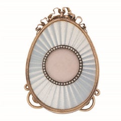 Faberge White Enamel Egg Shaped Miniature Frame