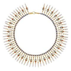 Giuliano Enamel Pearl Gold Fringe Necklace 3