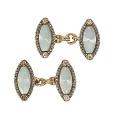 Gemelli con diamante smaltato Faberge
