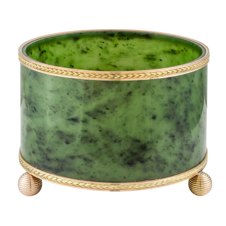 Faberge Important Nephrite Cache Pot by Michael Perchin