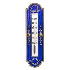 Vintage Imperial Faberge Enamel Silver-Gilt Thermometer