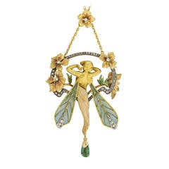 Rene Lalique Aquamarine Dragonfly Pendant For Sale at 1stdibs