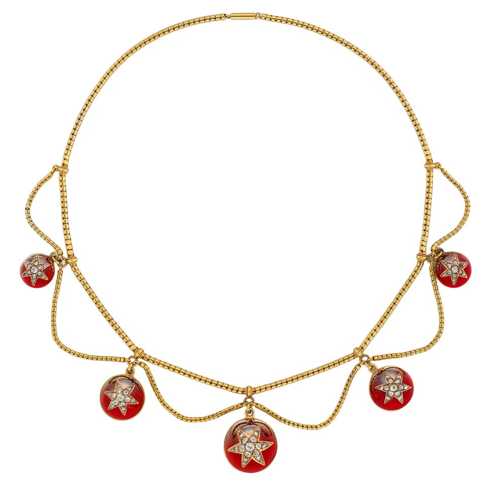 Victorian Garnet Diamond Necklace