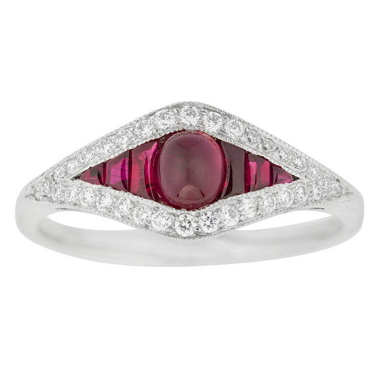 Ruby Diamond Diamond Cluster Ring