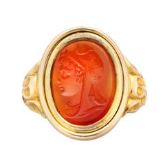 Antique Victorian Hardstone Reversible Cameo Gold Ring