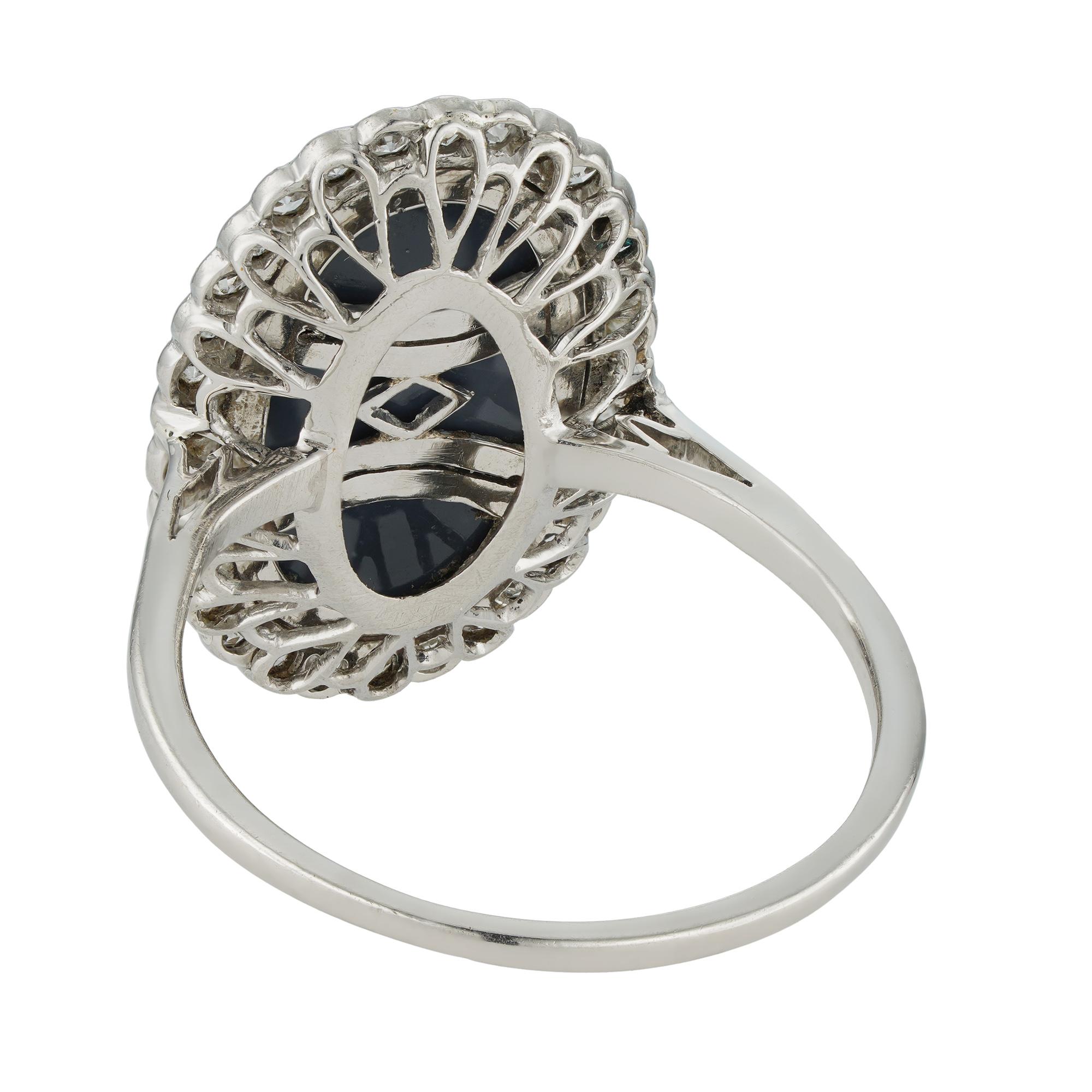 Cabochon An Edwardian opal and diamond cluster ring For Sale