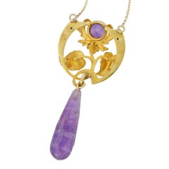 An Art Nouveau Pendant With Amethyst