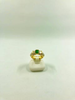 G.Minner Unique Emerald Diamonds Gold Ring