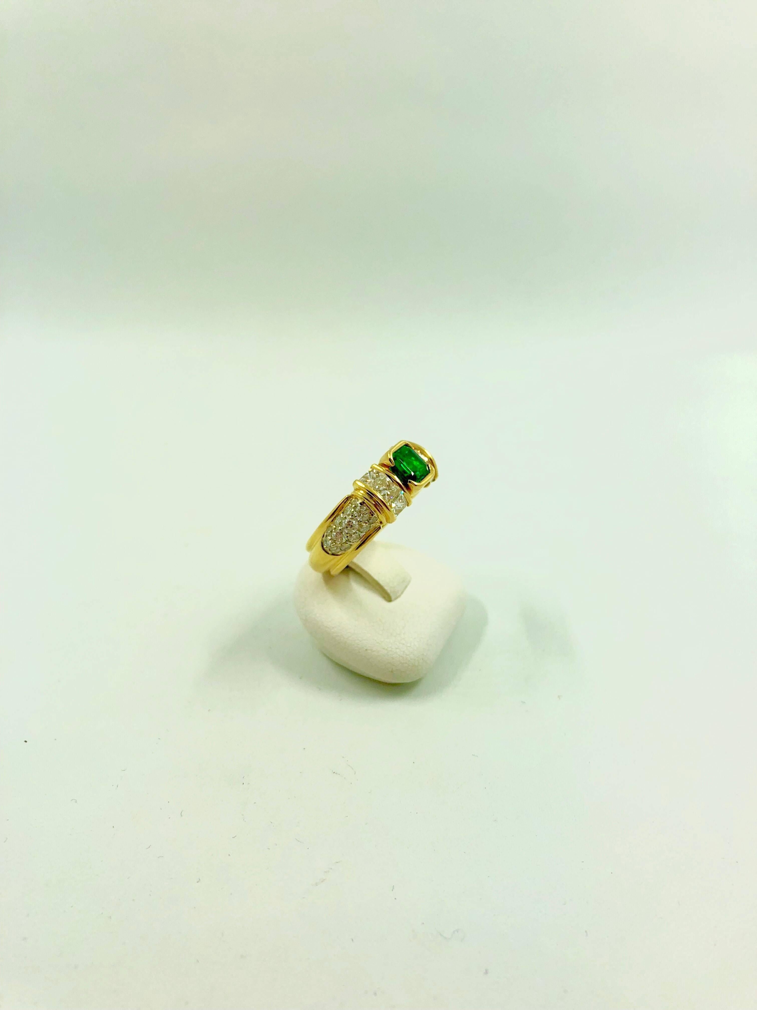 G.Minner Unique Emerald Diamonds Gold Ring For Sale 1