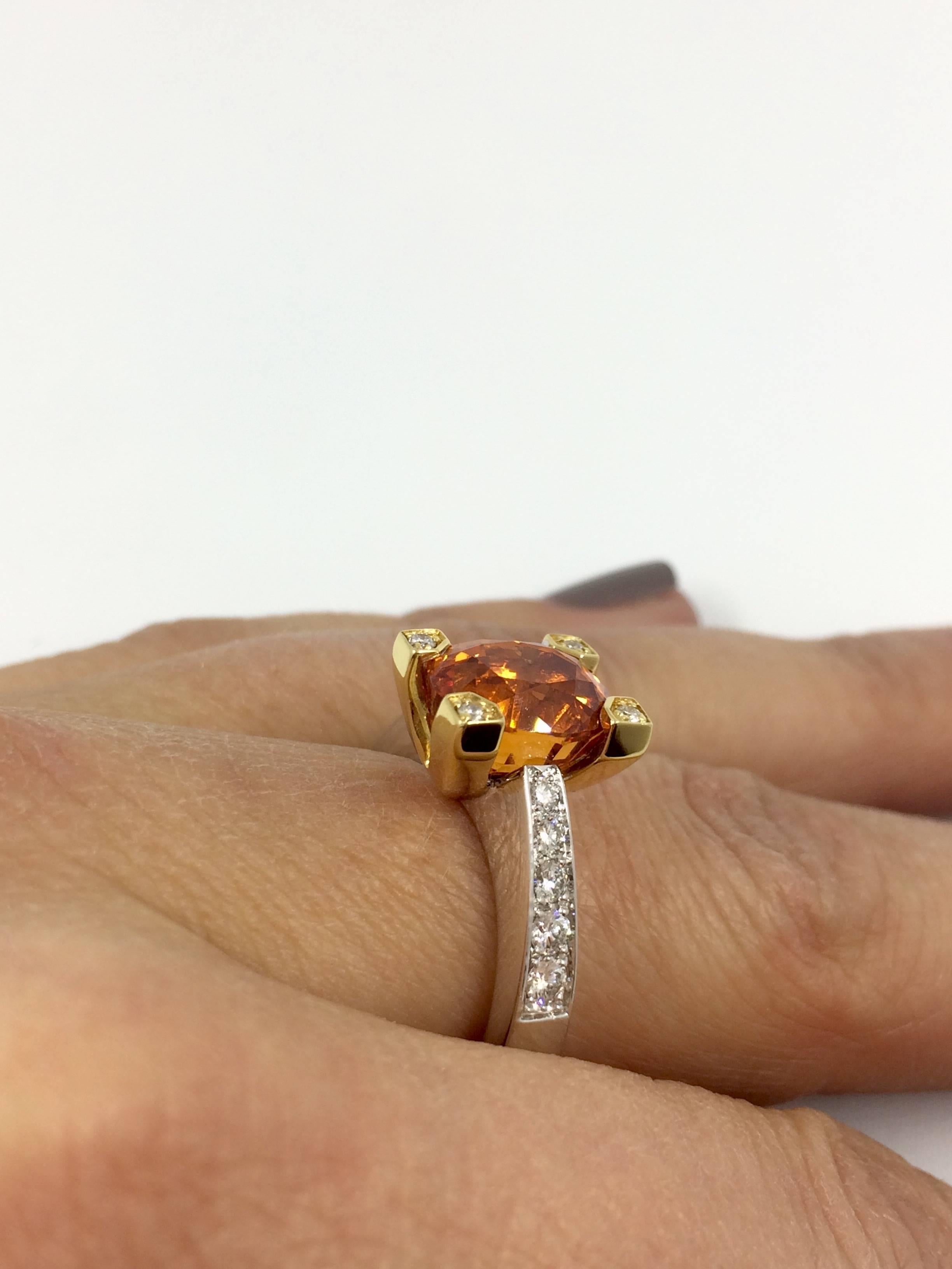 Modern Garnet Diamond Gold Ring