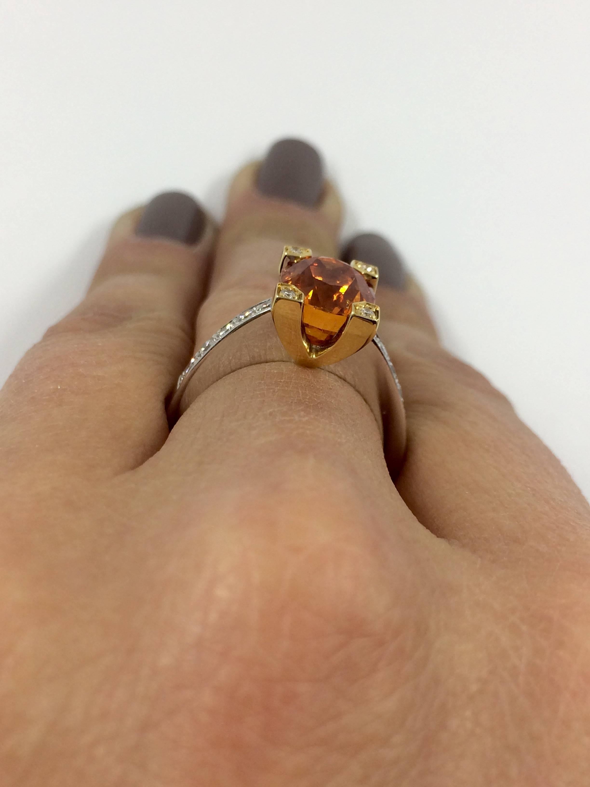 Garnet Diamond Gold Ring In New Condition In Colmar, FR