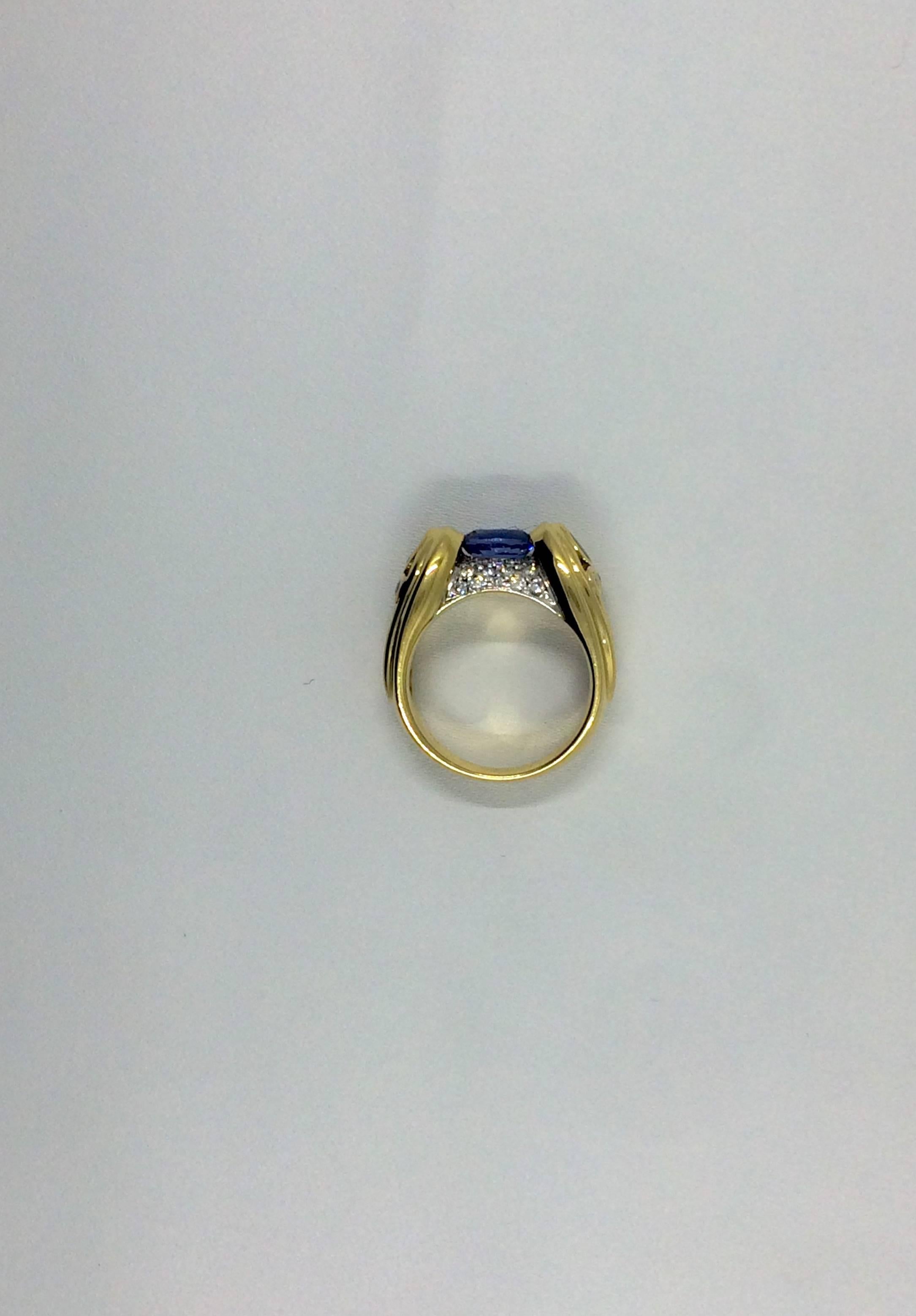 Sapphire Emerald Diamond Cocktail Gold Ring For Sale 3