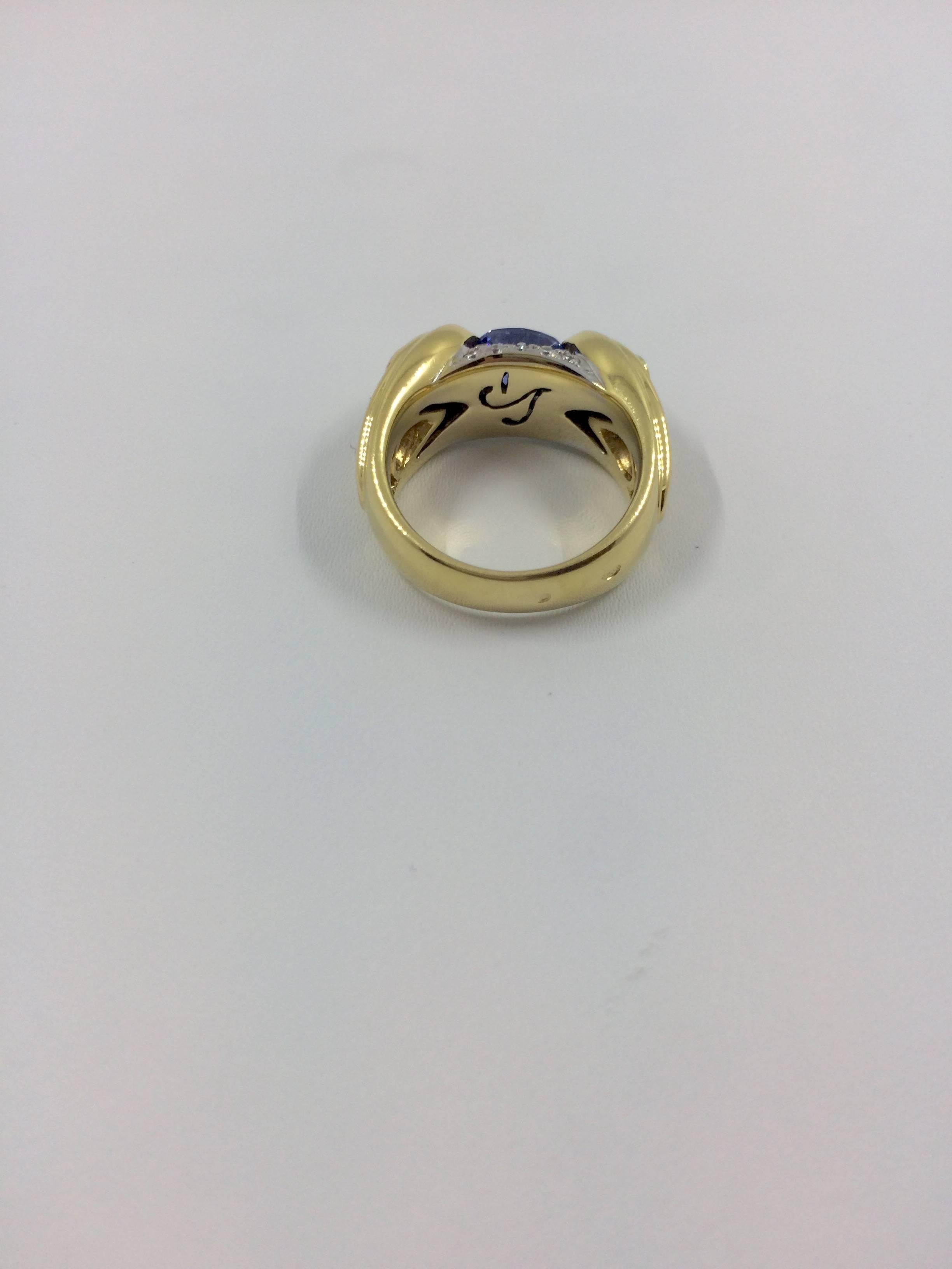 Sapphire Emerald Diamond Cocktail Gold Ring For Sale 5