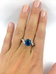 G. Minner 5.85 Carat Blue Zircon Diamond Gold Ring