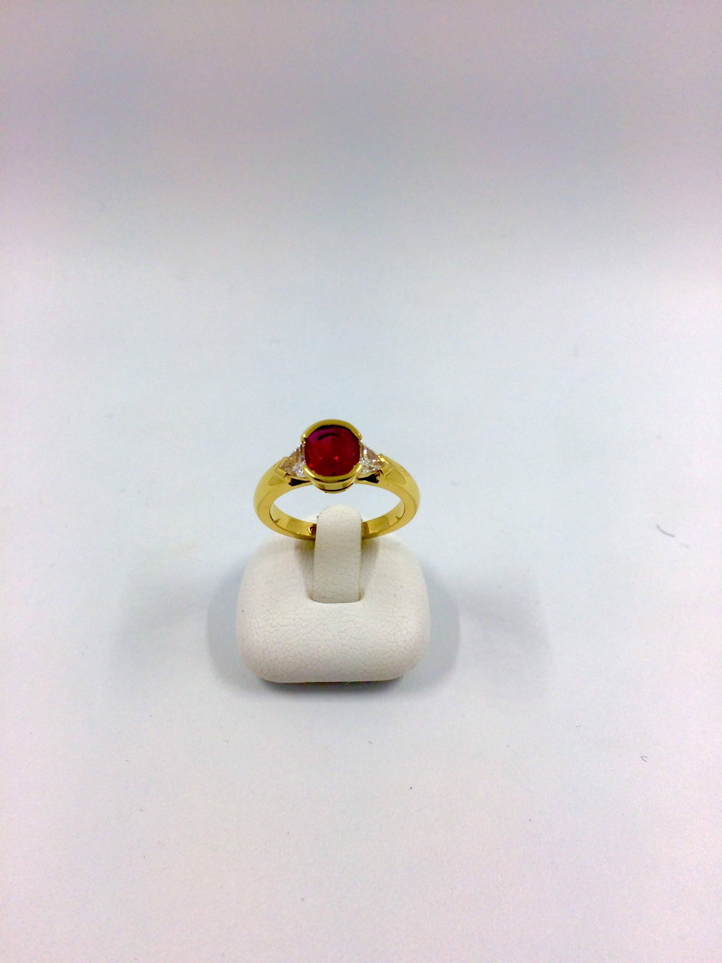 Women's Burma Ruby Diamond Gold Ring For Sale