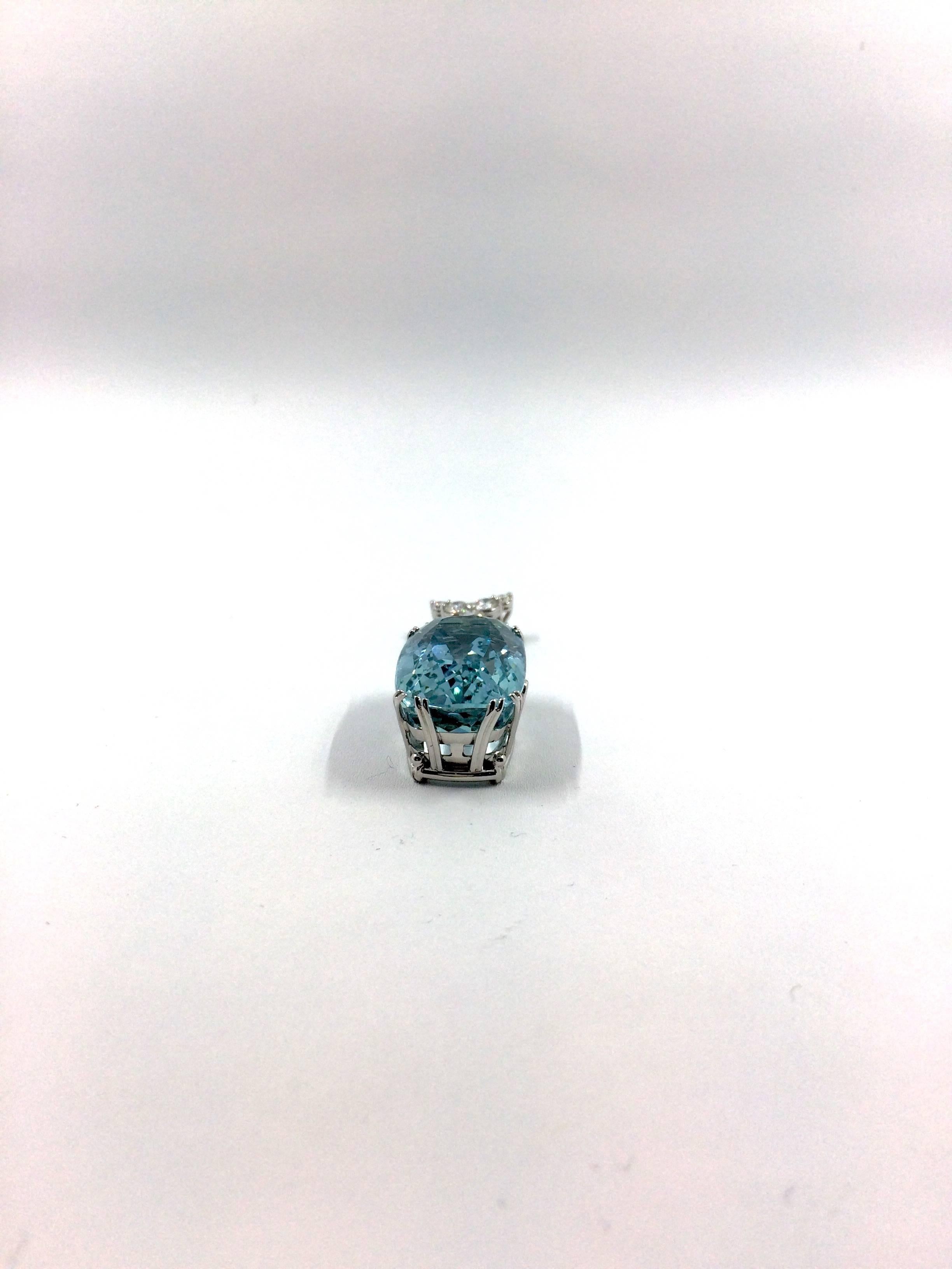 Women's 32.59 Carat Santa Maria Aquamarine Diamond Pendant For Sale