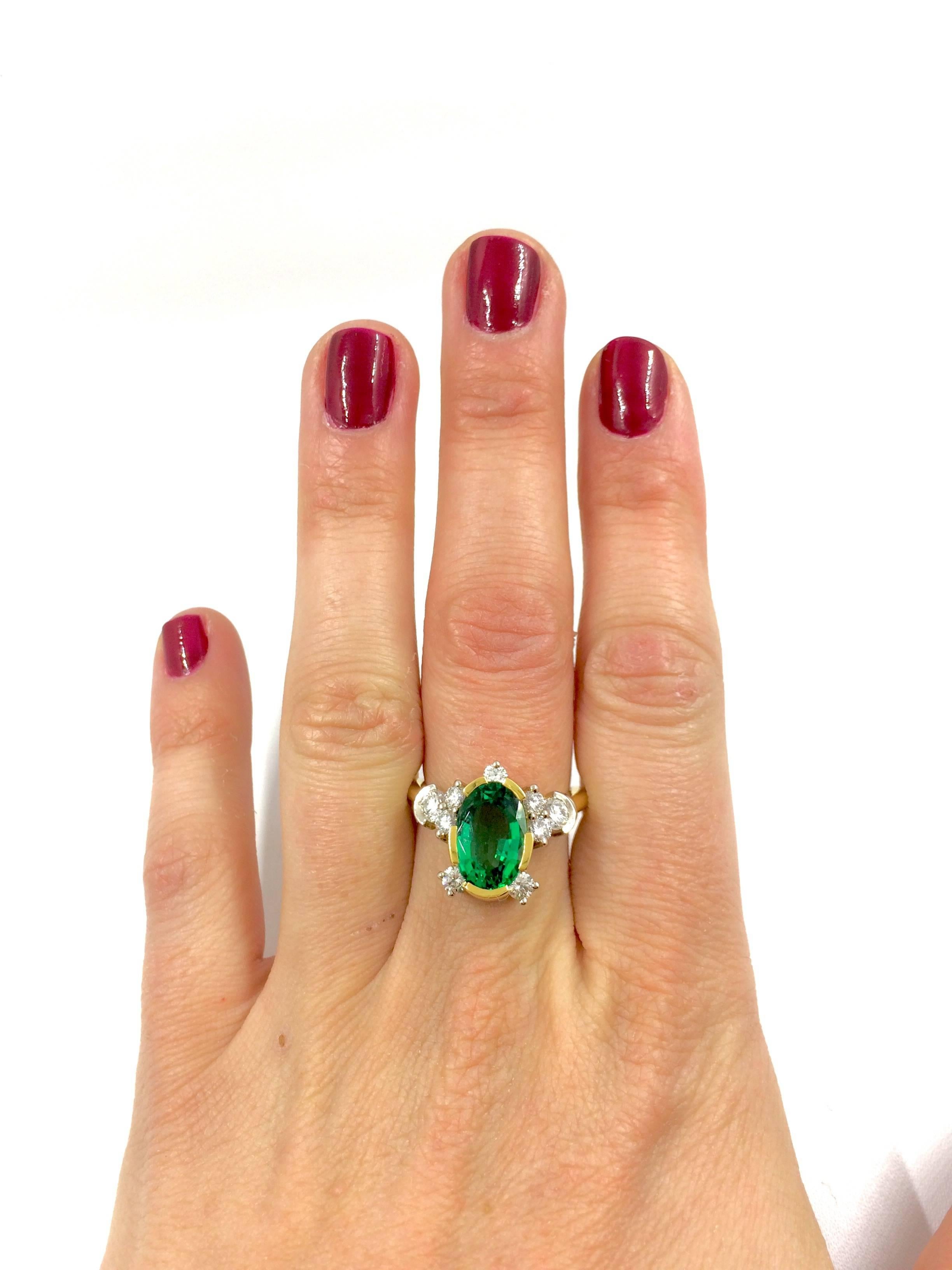 A yellow gold ring set in the middle with an exceptional and pure emerald surrounded by 9 brilliant cut diamonds set on white gold. The ring is an unique G.MINNER creation entirely handmade. 
- Emerald Origin: Zambia
- Emerald weight: 2.88 carat
-