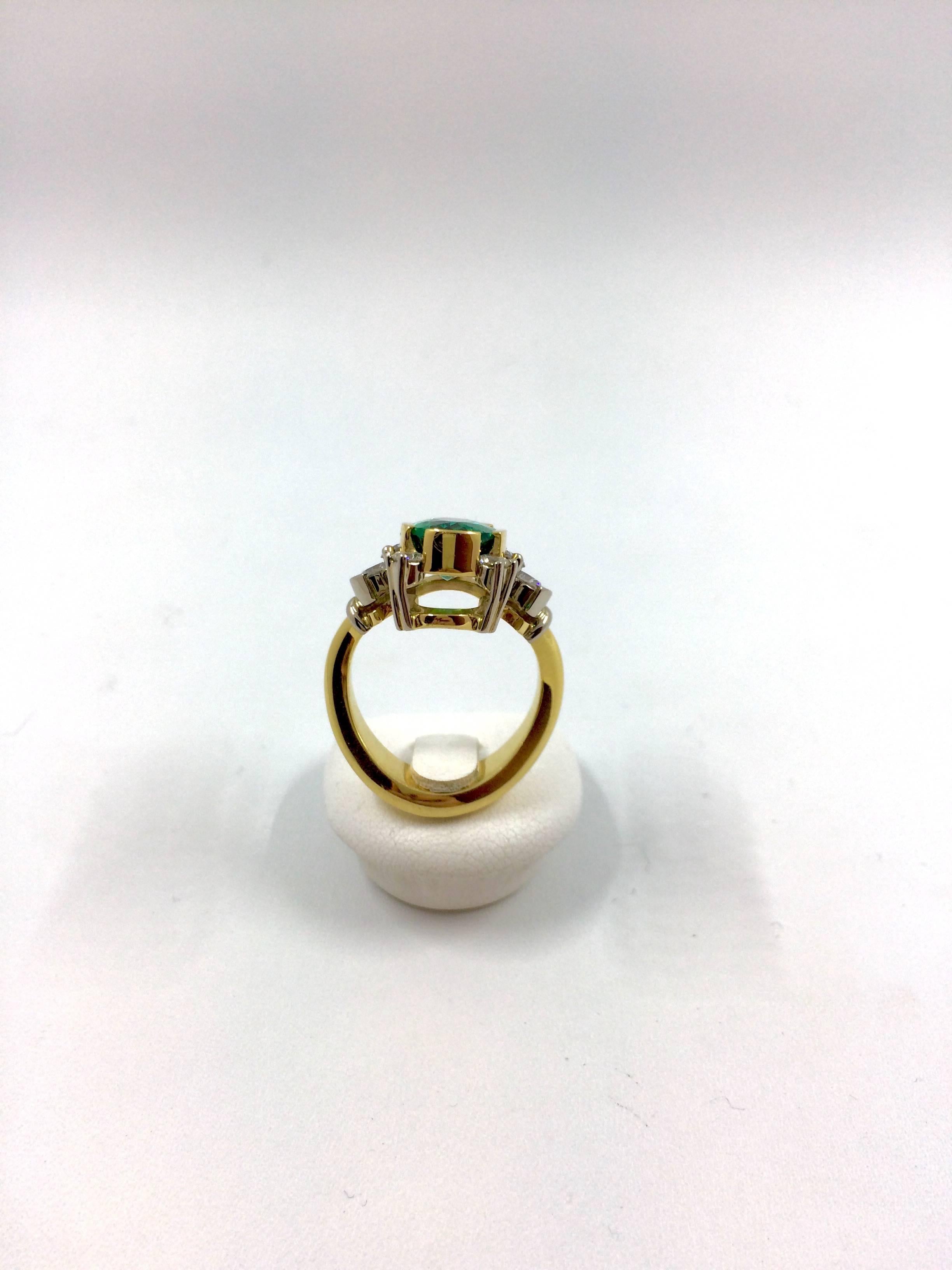 G.Minner Emerald Diamond Gold Cocktail Ring For Sale 2