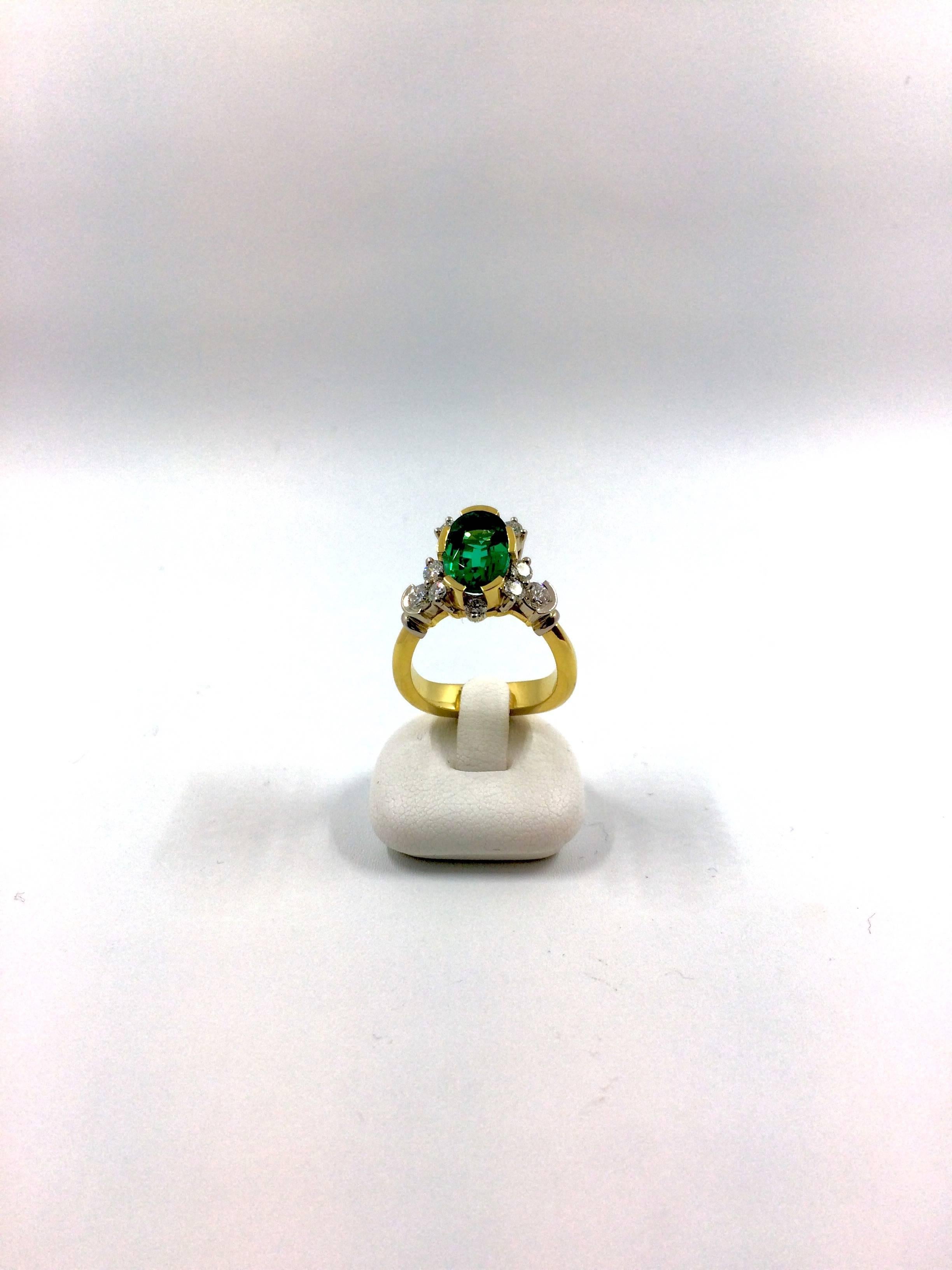 G.Minner Emerald Diamond Gold Cocktail Ring For Sale 3