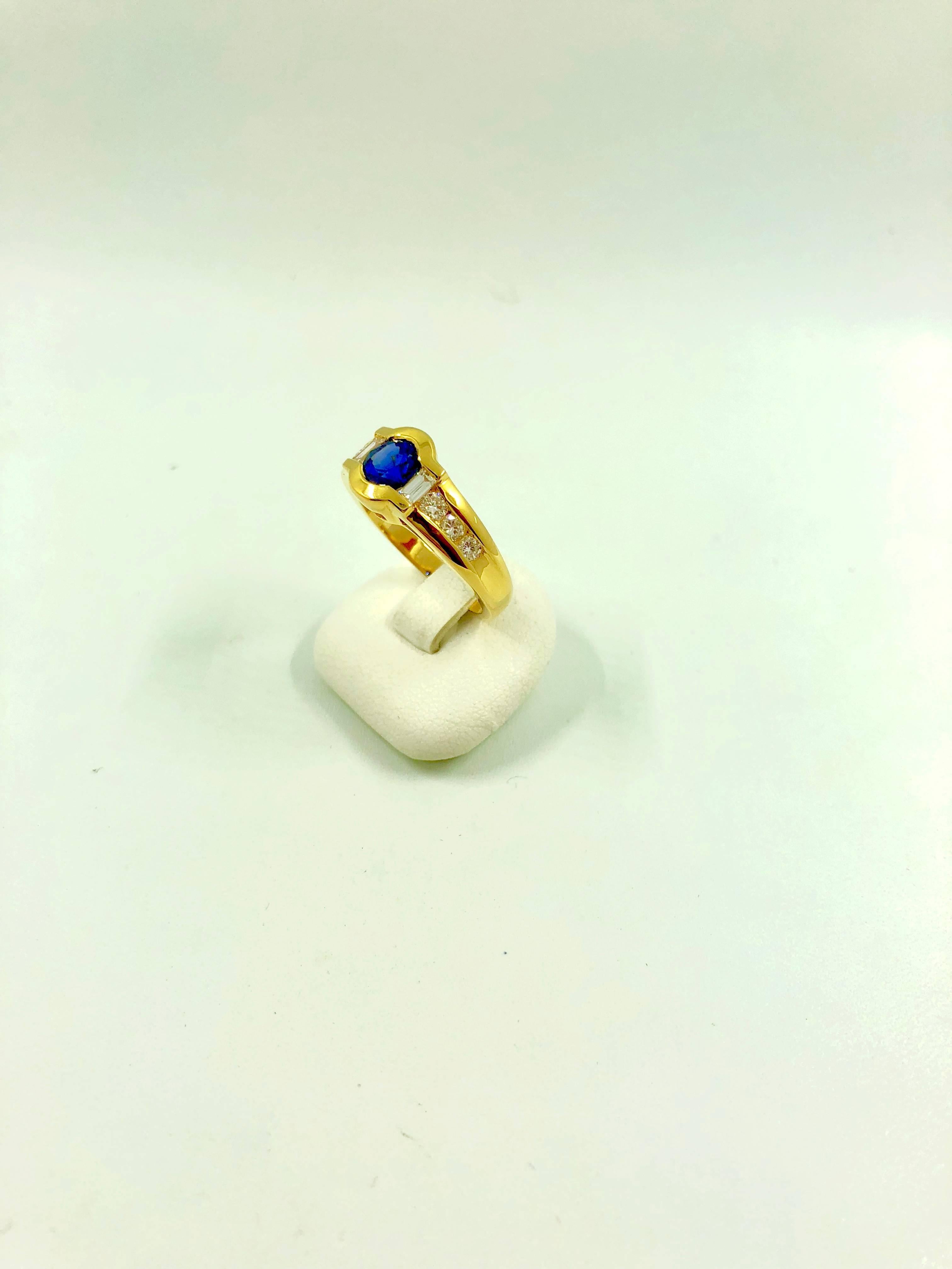G.Minner Sapphire Diamond Gold Ring In New Condition For Sale In Colmar, FR