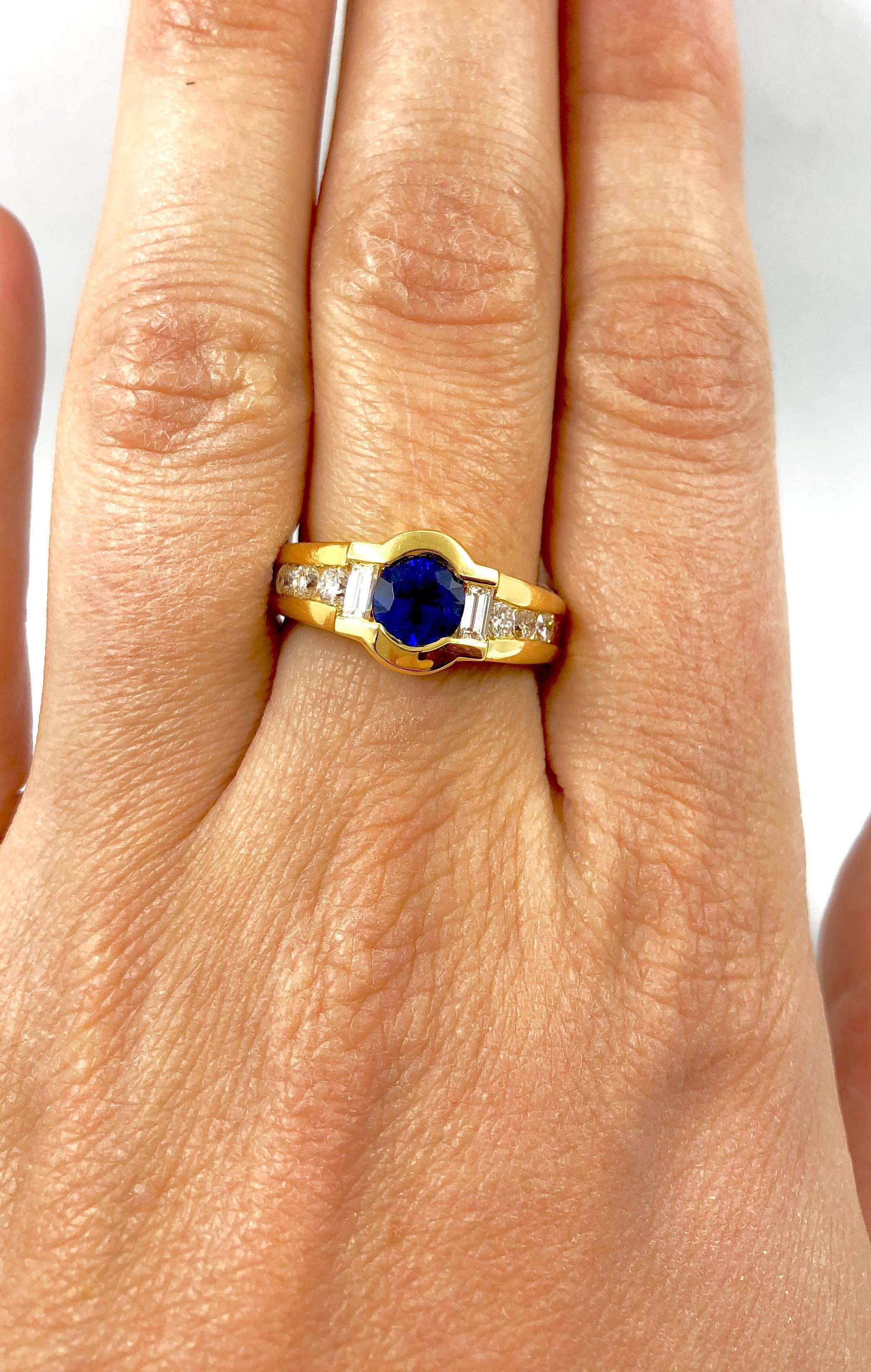 Women's G.Minner Sapphire Diamond Gold Ring For Sale