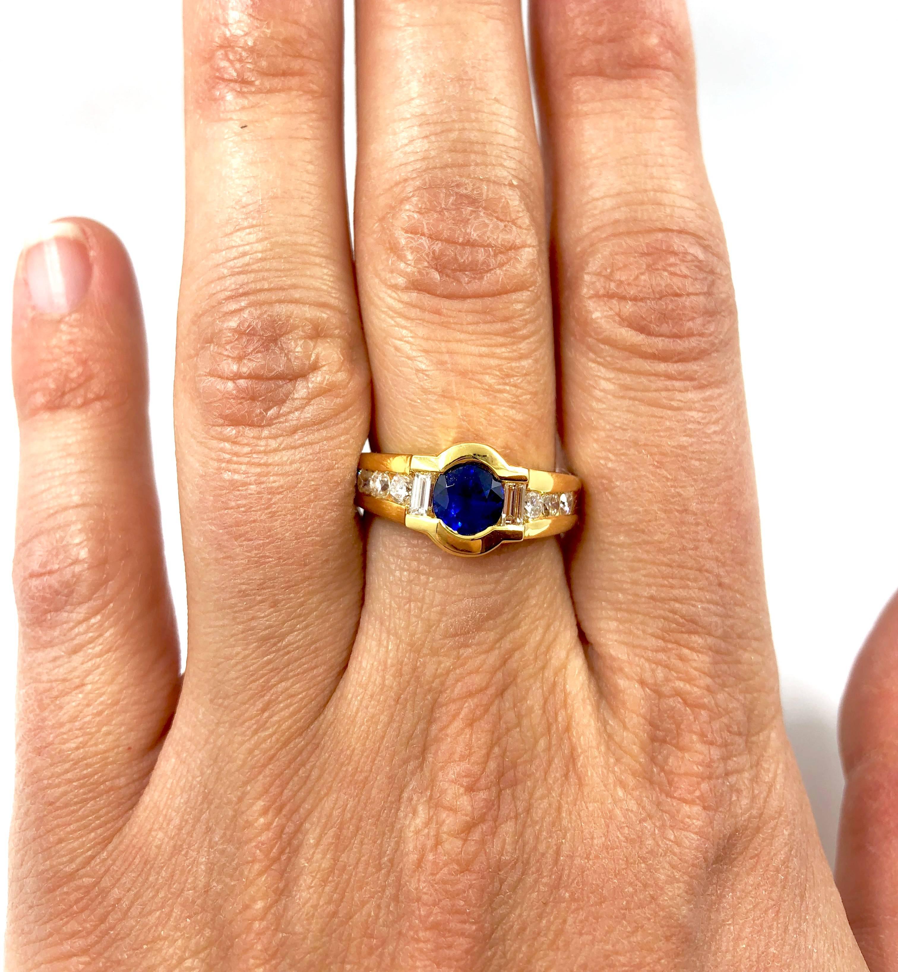 G.Minner Sapphire Diamond Gold Ring For Sale 1