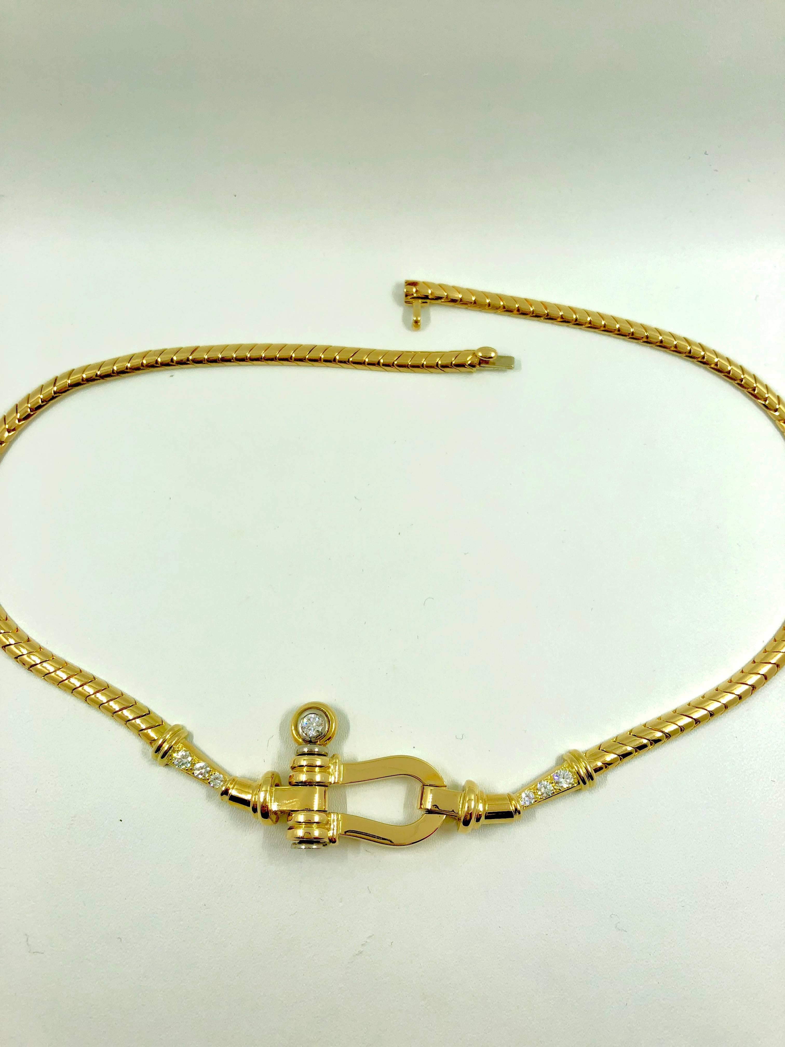 G.Minner Unique Diamond Gold Link Necklace In New Condition In Colmar, FR