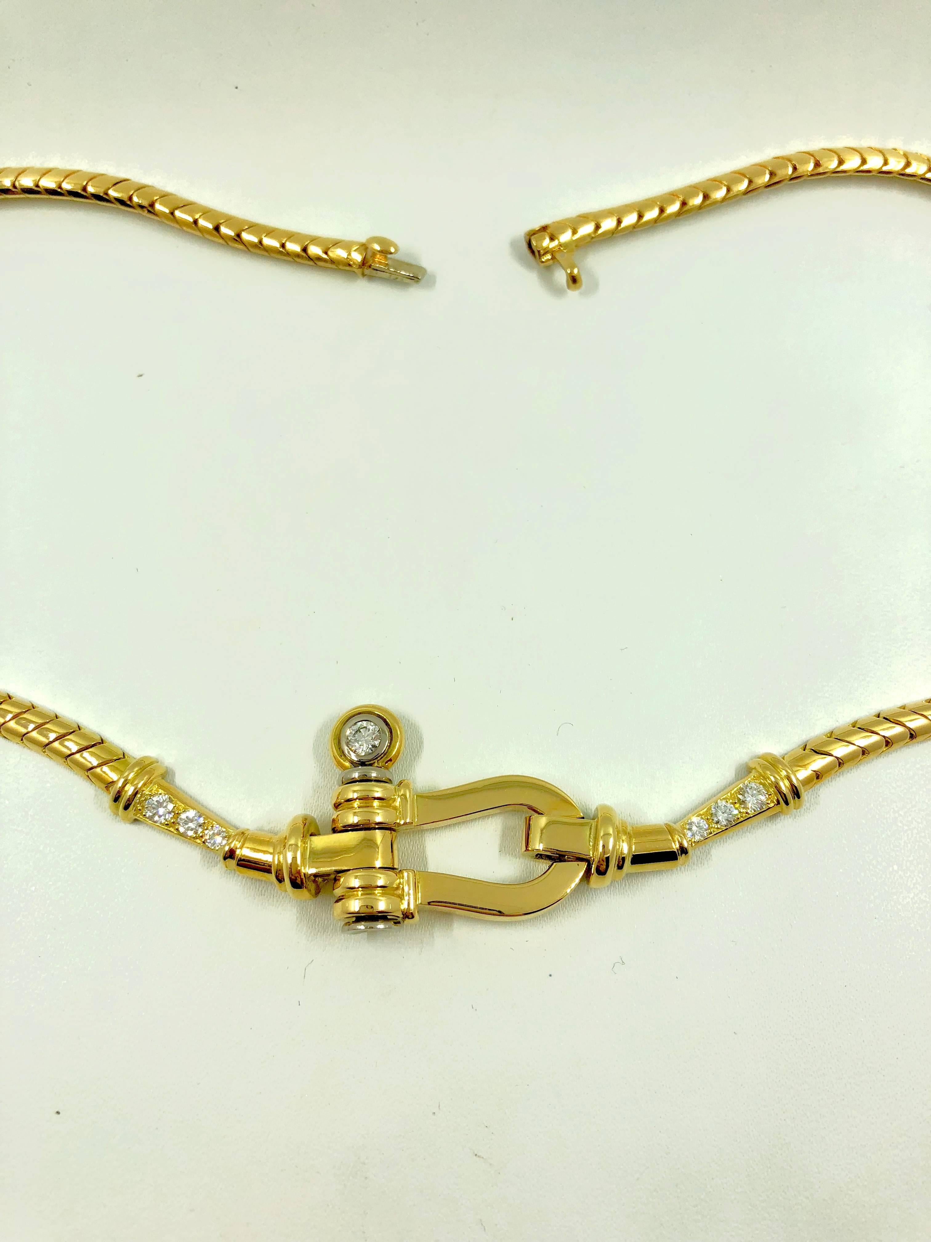 Women's or Men's G.Minner Unique Diamond Gold Link Necklace
