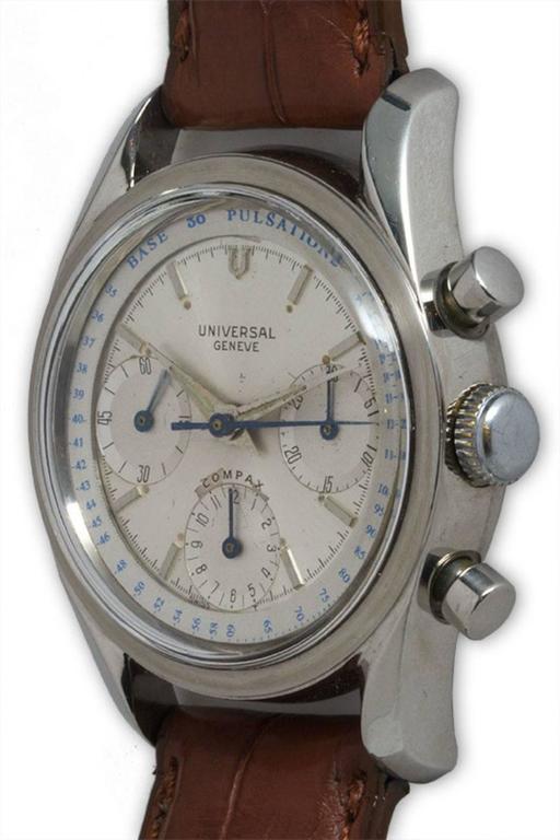 Universal Geneve Stainless Steel Chronograph Wristwatch For Sale at 1stdibs