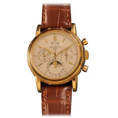 Retro Patek Philippe Yellow Gold Manual Winding Chronograph Wristwatch Ref 3970
