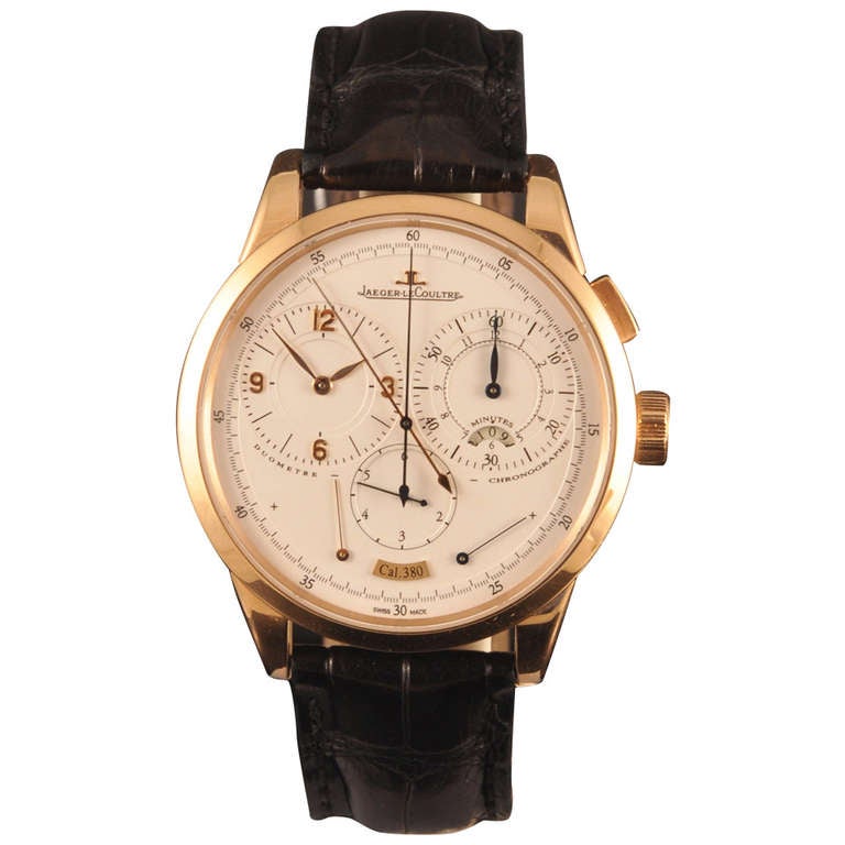 Jaeger-LeCoultre Rose Gold Duometre Chronograph Wristwatch circa 2012 For Sale