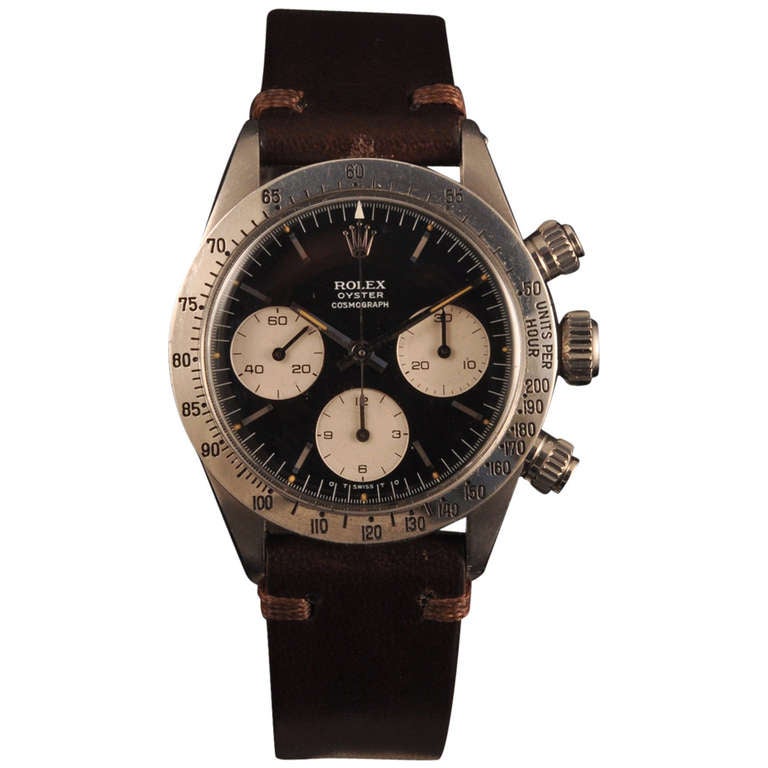 Rolex Stainless Steel Daytona Wristwatch Fuerza Aerea Del Peru Ref 6265 For Sale