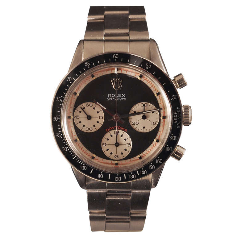 Rolex Stainless Steel Paul Newman Daytona Chronograph Wristwatch Circa 1965