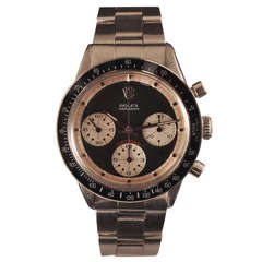 Retro Rolex Stainless Steel Paul Newman Daytona Chronograph Wristwatch Circa 1965