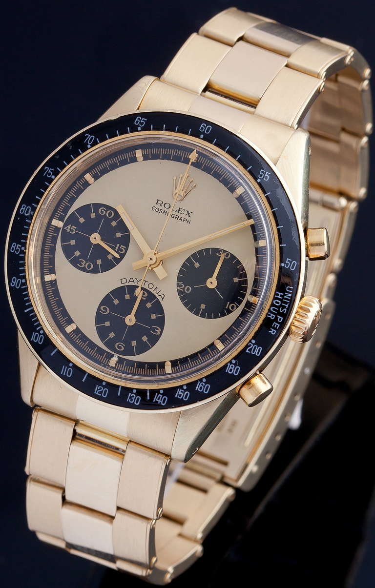 Rolex Yellow Gold Paul Newman Daytona Wristwatch circa 1964 In Excellent Condition In Paris, FR