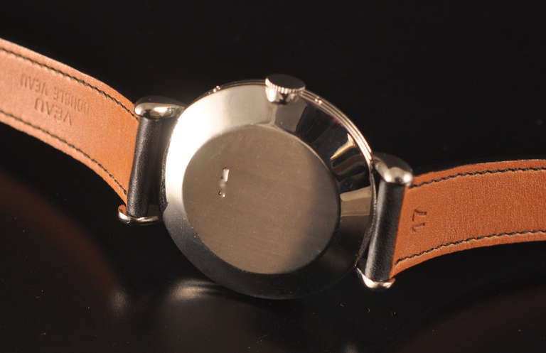 Jaeger-LeCoultre Stainless Steel Triple Calendar Wristwatch with Black Dial