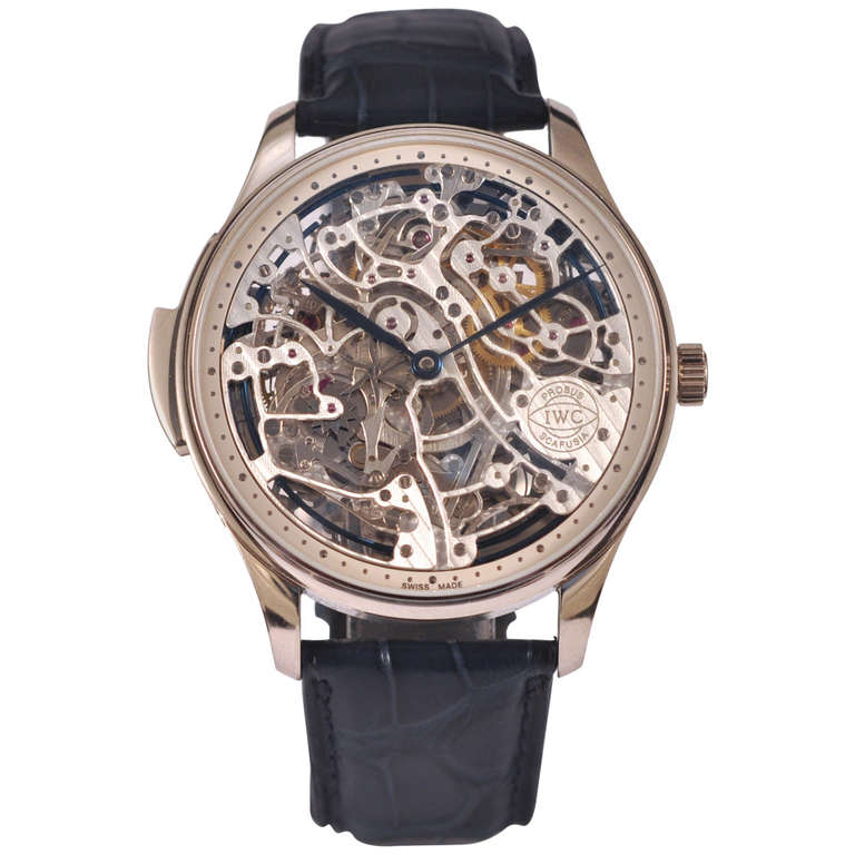 IWC White Gold Portuguese Skeleton Minute Repeat Wristwatch circa 2010 For Sale