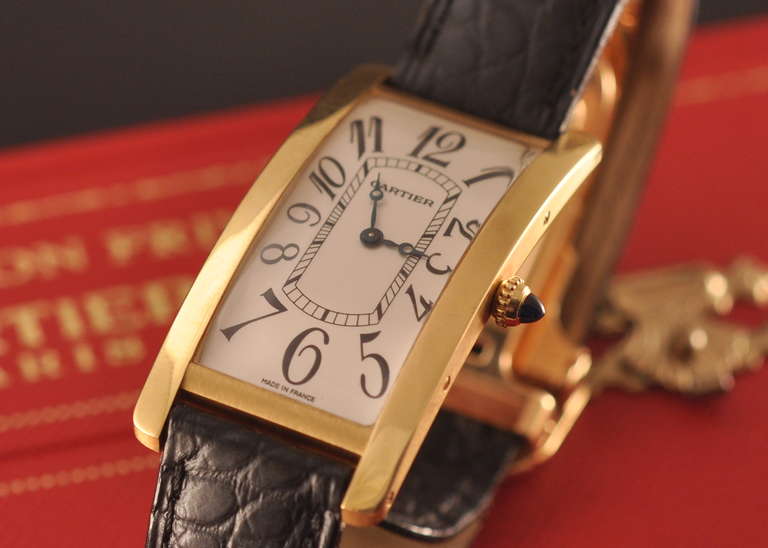 Men's Cartier Yellow Gold Tank Cintre Limited Edition Wristwatch circa 2000s