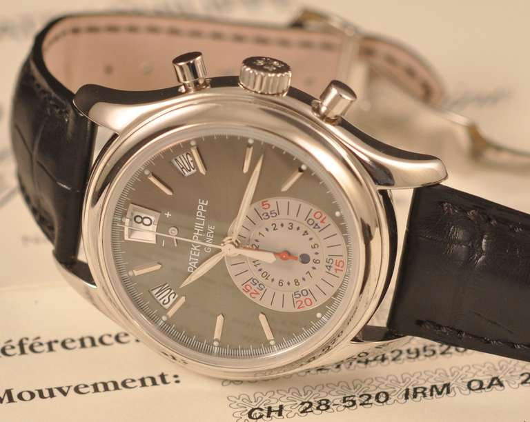 Patek Philippe platinum Annual Calendar self-winding chronograph wristwatch. With box and papers.