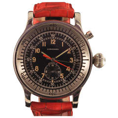 Longines Stainless Steel Chronostop Pilot's Wristwatch circa 1940s