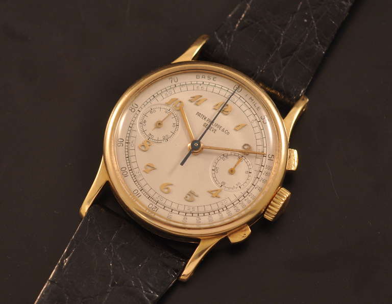 Patek Philippe Yellow Gold Chronograph Wristwatch Ref 130 circa 1945 2